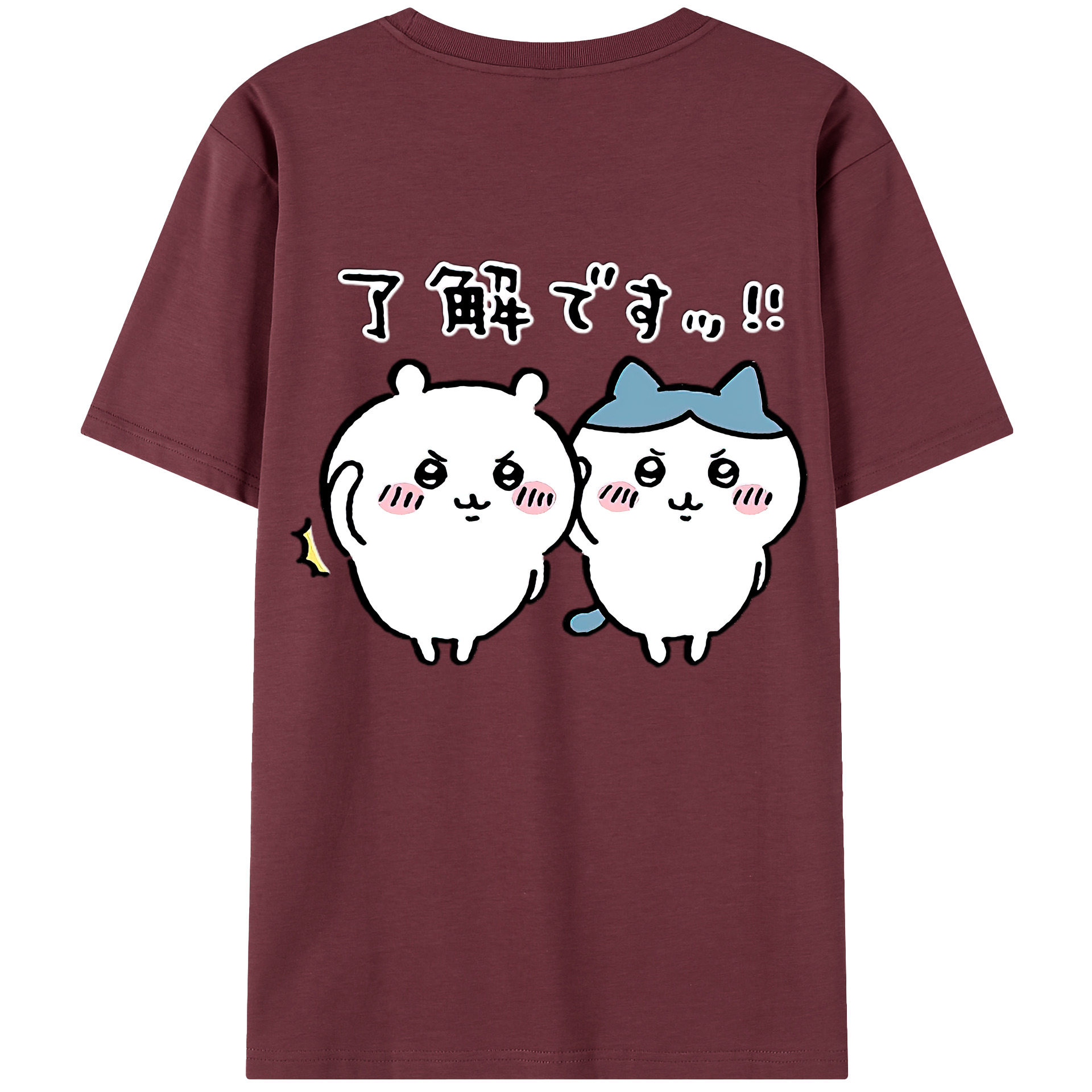 （画像用） ちいかわ ハチワレ Chii-kawa hachiware 綿100％半袖Tシャツ（背面プリント）